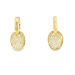 18kt Yellow Gold Oval Pave Concave Hoop Earrings