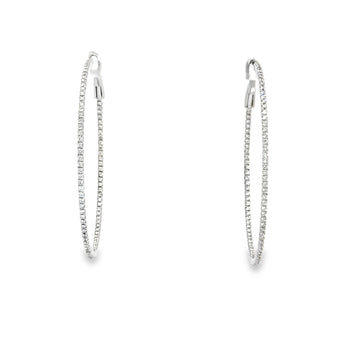 18kt White Gold 1 3/4 inch Diamond Hoop Earrings