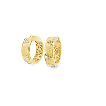 18kt Yellow Gold Huggie Hoop Diamond Earrings