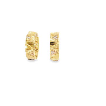 18kt Yellow Gold Huggie Hoop Diamond Earrings