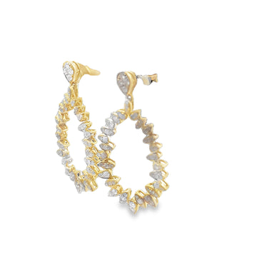 18kt Yellow Gold Open Pear Diamond Spike Link Earrings