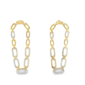 18kt Yellow Gold Oval Diamond Paperclip Earrings