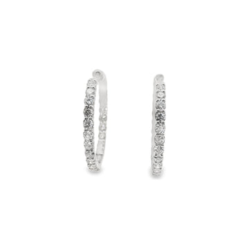 18kt White Gold 1 Inch Inside Out Diamond Hoops