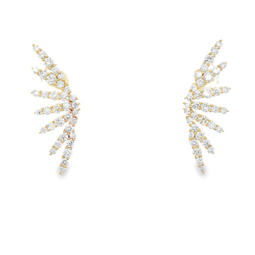 14kt Yellow Gold Diamond Fan Stud Earrings