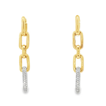 14kt Yellow Gold Diamond Paper Clip Drop Earrings