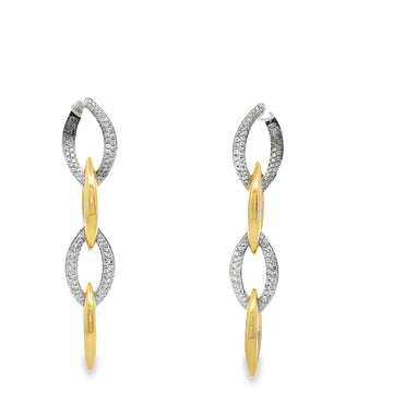 18kt White and Yellow Gold Marquise Shape Diamond Link Drop Earrings