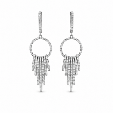 18kt White Gold Multi Oval Diamond Drop Earrings