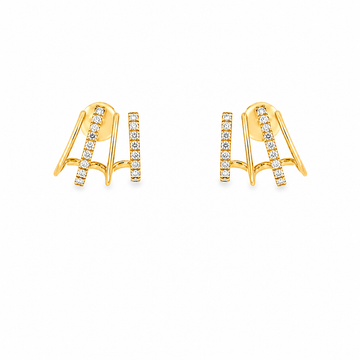 18kt Gold 4 Mini Wrap Bar Diamond Earrings