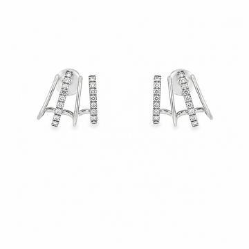 18kt Gold 4 Mini Wrap Bar Diamond Earrings