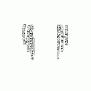 18kt White Gold Diamond Graduated Half Bar Hoops