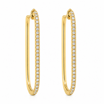 18kt Diamond Elongated Oval Shaped Drop Earrings