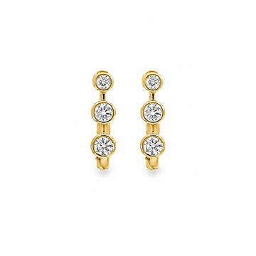 18kt Gold Graduated Diamond Bezel Set Hoops