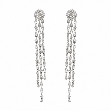 18kt White Gold Cluster Stud with Diamond Drop Bars