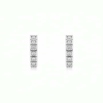 18kt White Gold Studded Diamond Hoop Earrings