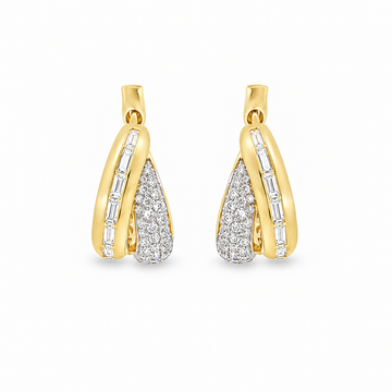 18kt Yellow and White Gold U Shape Crossover Hoops