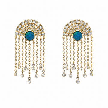 14kt Yellow Gold Opal Chain Drops