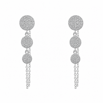 14kt White Gold Graduated 3 Circle Diamond Drop Earrings
