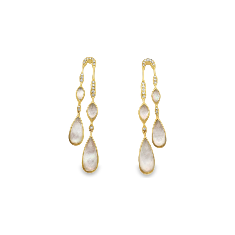 18kt Yellow Gold Clear Quartz Mop Earrings