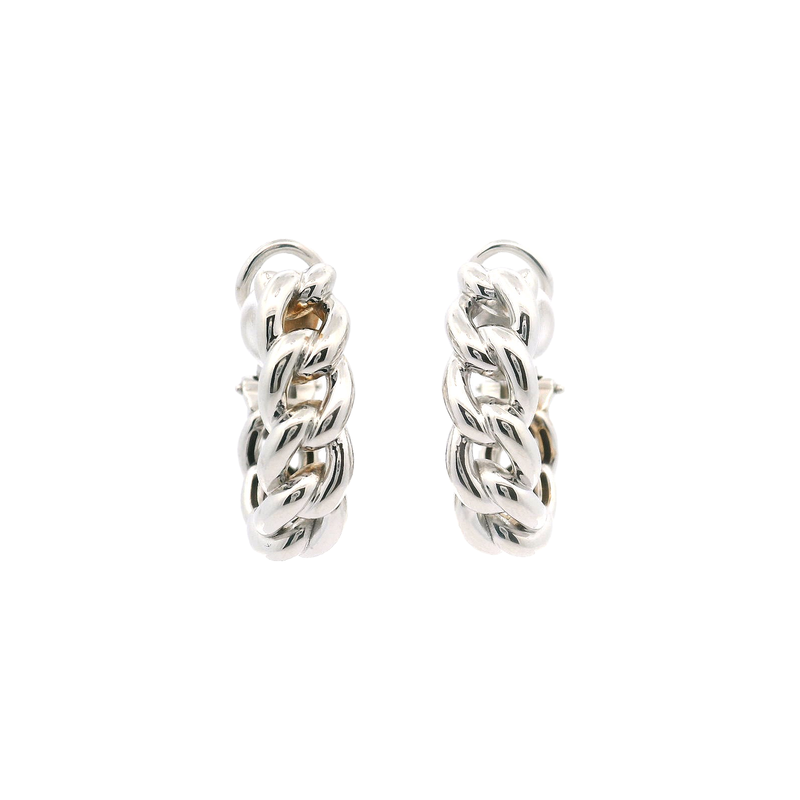 18kt White Gold 7MM Curb Link Huggy Earrings