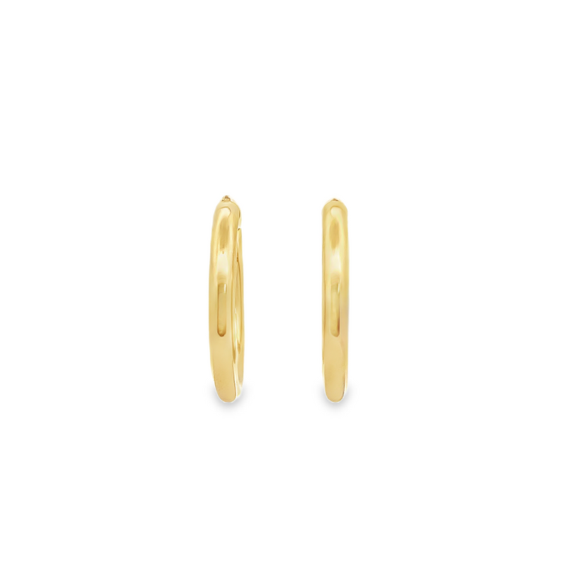 10kt Yellow Gold 4mm Hollow Tube Huggie Hoop Earrings