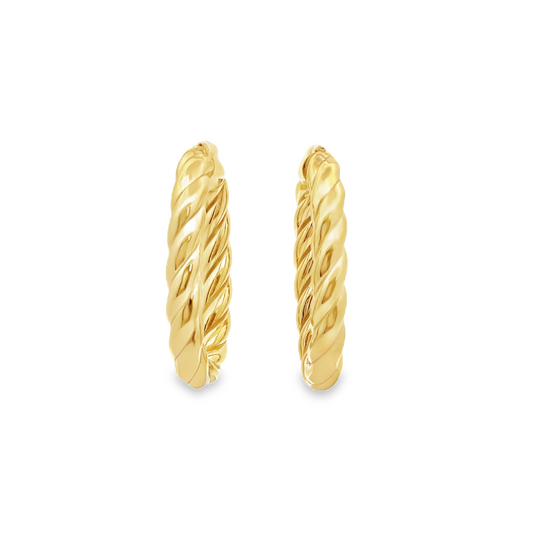 10kt Yellow Gold 5mm 3/4 Inch Twist Oval Hoop Earrings