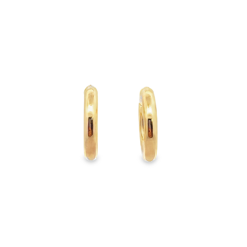 10kt Yellow Gold 4mm Hollow Tube 3/4 Inch Huggie Hoop Earring