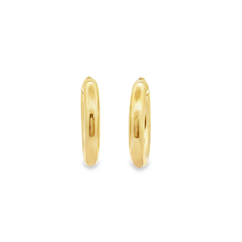 10kt Yellow Gold 5mm Hollow Tube 1 Inch Huggie Hoop Earring