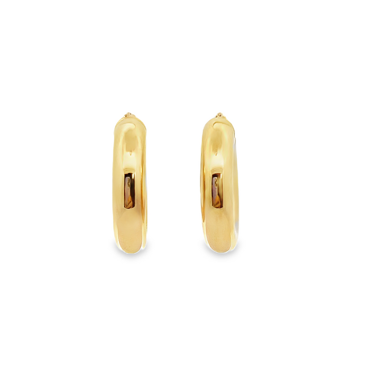 10kt Yellow Gold 6mm Hollow Tube 1 Inch Huggie Hoop Earring