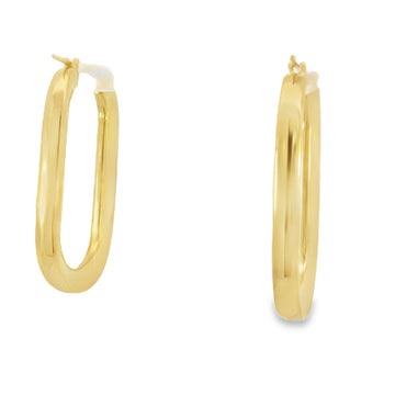 18kt Yellow Gold 1 1/2 Inch Oval Hoop Earrings