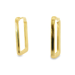 18kt Yellow Gold 1 1/2 Inch Rectangular Hoop Earrings