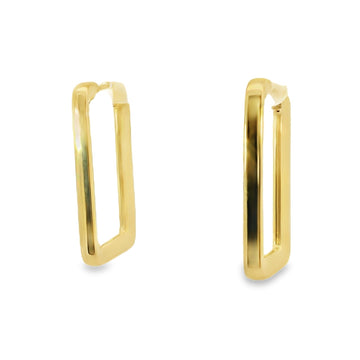 18kt Yellow Gold 1 1/4 Inch Rectangular Hoop Earrings