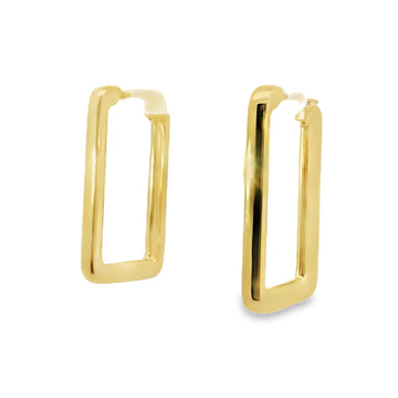 18kt Yellow Gold 1 1/4 Inch Rectangular Hoop Earrings