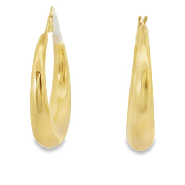18kt Yellow Gold 1 1/2 Inch Round Taper Top Hoop Earring