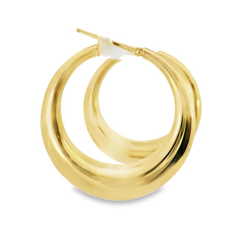 18kt Yellow Gold 1 1/2 Inch Round Taper Top Hoop Earring