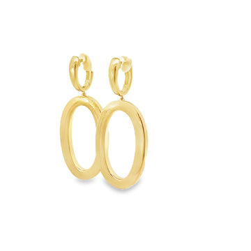 18kt Yellow Gold Huggie Oval Drop Earrings