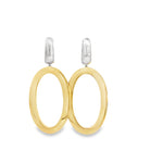 18kt Yellow and White Gold Huggie Oval Drop Earrings