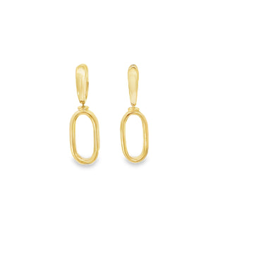 18kt Yellow Gold Huggie Oval Drop Earrings