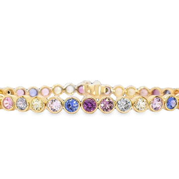 18kt Yellow Gold Pastel Sapphire Tennis Bracelet