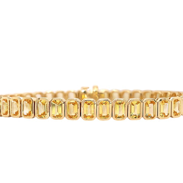 18kt Yellow Gold Emerald Cut Yellow Sapphire Tennis Bracelet