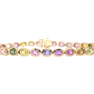 18kt Yellow Gold Oval Sapphire Tennis Bracelet