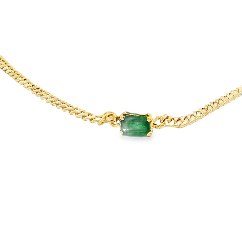 14kt Yellow Gold 2.85mm Curb Link Emerald Bracelet