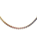18kt Yellow Gold Rainbow Sapphire Tennis Necklace