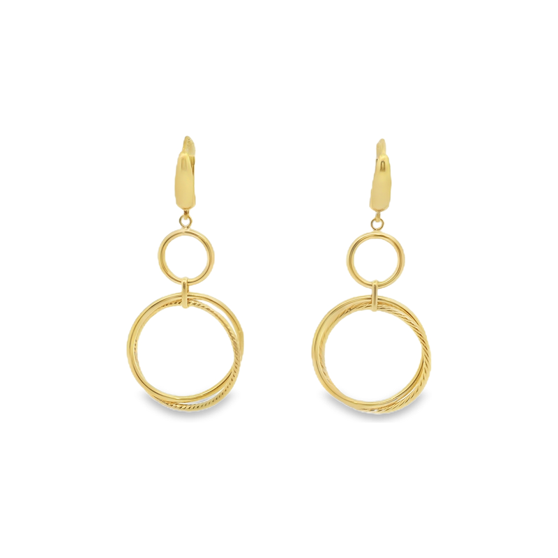 10kt Yellow Gold Multi Circle Drop Earrings