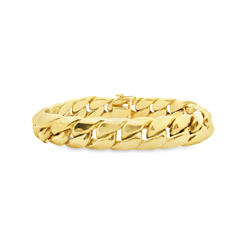 18kt Yellow Gold 11.5mm Hollow Cuban Link Bracelet