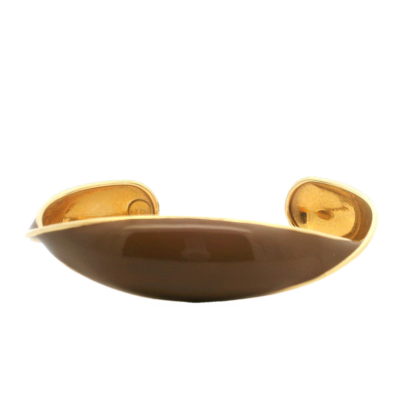 18kt Yellow Gold Brown Enamel Bangle