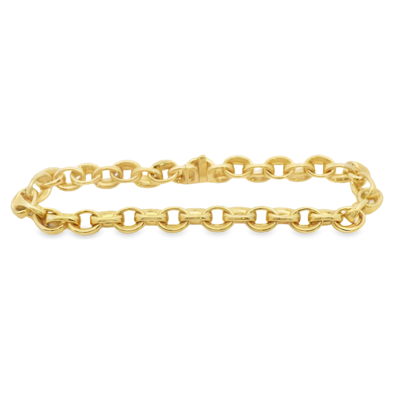 18kt Yellow Gold Rounded Oval link Bracelete