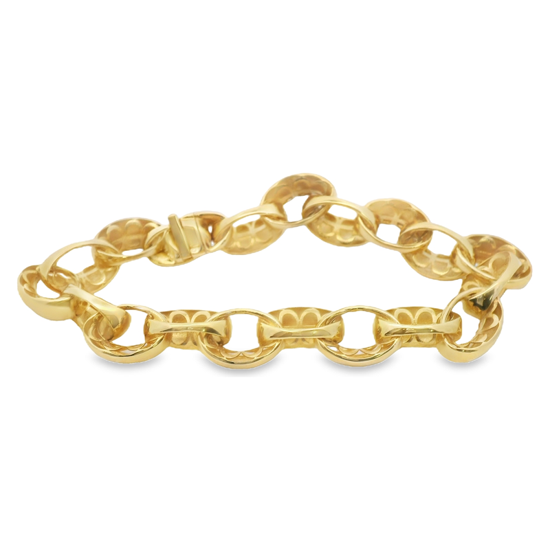 18kt Yellow Gold Large Taper Oval Link Bracelete