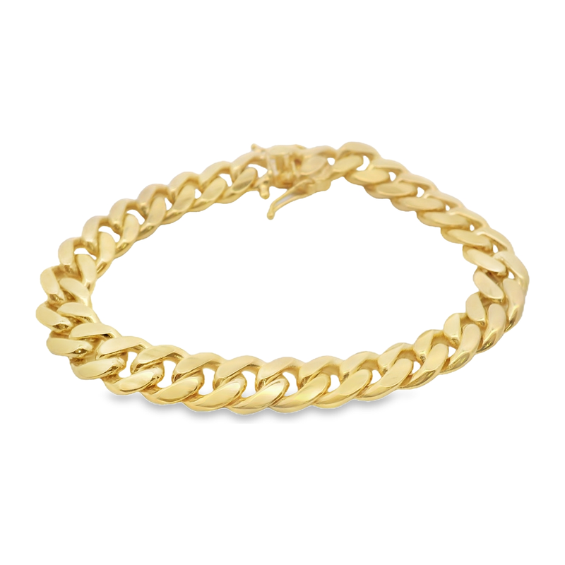 14kt Yellow Gold 11mm Solid Curb Link Bracelet