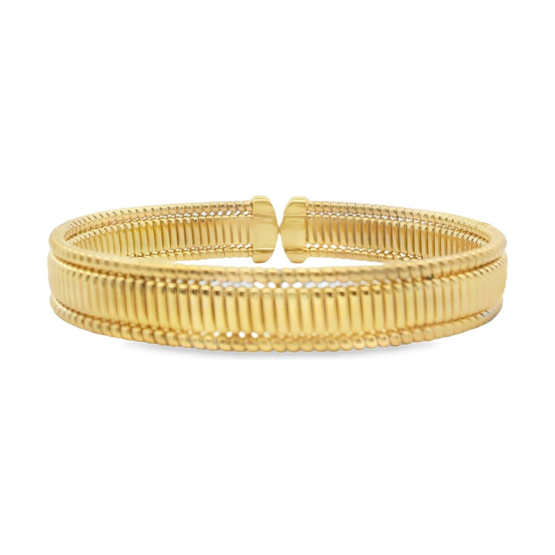 18kt Yellow Gold 9.7MM Beaded Coil Bangle