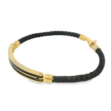 18kt Yellow Gold Ceramic and Leather Bracelet